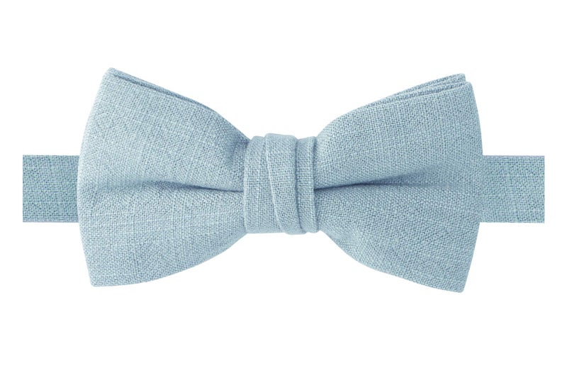 Spring Notion Boys' Linen Blend Bow Tie, Steel Blue Small - Image 1